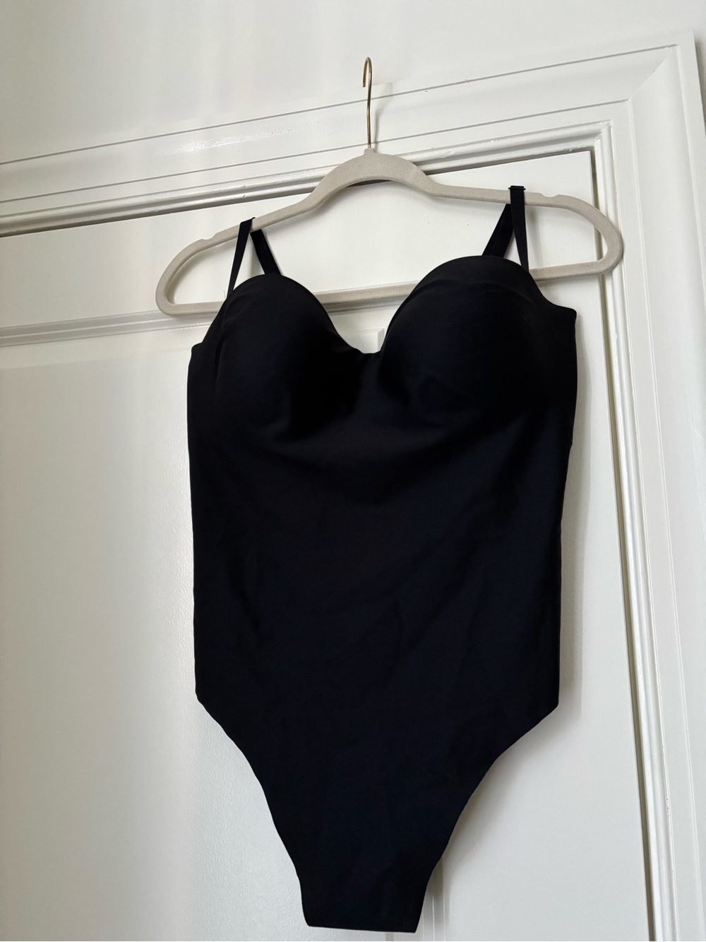 SKIMS Black Sculpted Bustier One-Piece Bodysuit
